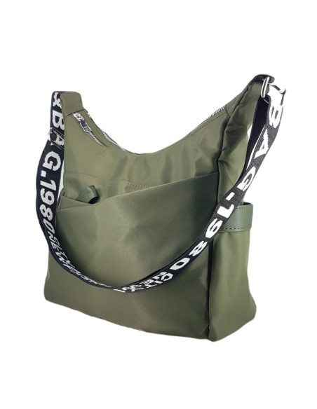 Bolso hobo nylon mujer caqui Turín